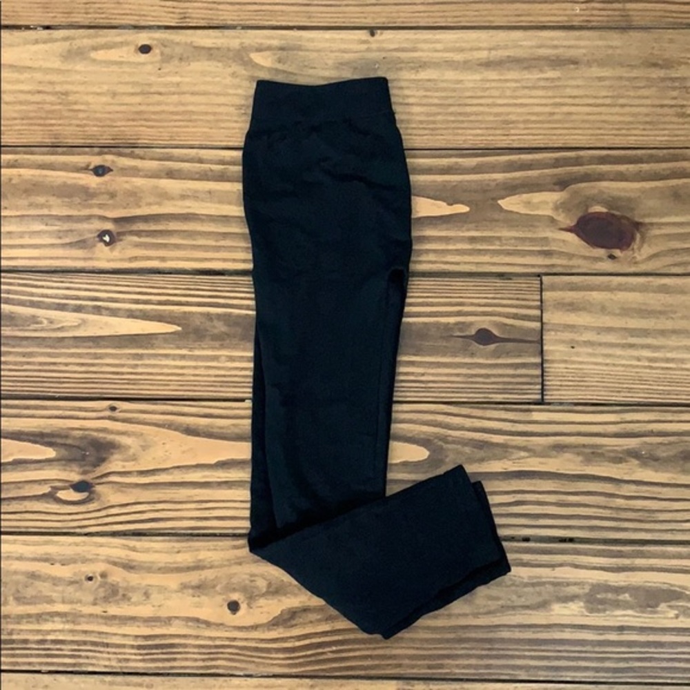 Plain black nylon leggings